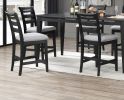 Modern 2pc Counter Height Dining Chairs Black Color Ladder Back Frame Upholstered Cushion Seat Solid wood Kitchen Dining Room