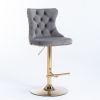 A&A Furniture,Golden Swivel Velvet Barstools Adjusatble Seat Height from 25-33 Inch