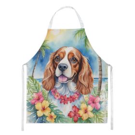 Cavalier Spaniel Luau Apron Cooking Kitchen Server Baking Crafts Gardening for Adult Women Men, Unisex, Large, Multicolor