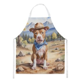 NEW Pit Bull Terrier Cowboy Welcome Apron Cooking Kitchen Server Baking Crafts Gardening for Adult Women Men, Unisex, Large, Multicolor