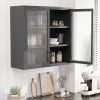 Retro Style Wall Mounted Cabinet Table-Top Storage Cabinet with Hazy Glass Doors and 2 Adjustable Shelves for Bathroom Kitchen Living Room Kitchen Hal