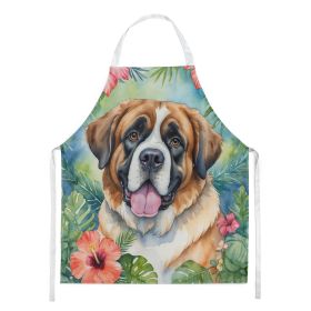 Saint Bernard Luau Apron Cooking Kitchen Server Baking Crafts Gardening for Adult Women Men, Unisex, Large, Multicolor