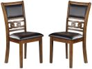 Dining Room Furniture Walnut Finish Set of 2 Side Chairs Cushion Seats Unique Back Kitchen Breakfast Chairs