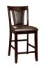 Contemporary Set of 2 Counter Height Chairs Dark Cherry And Espresso Solid wood Chair Padded Leatherette Upholstered Seat Kitchen Dining Room Furnitur