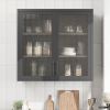 Retro Style Wall Mounted Cabinet Table-Top Storage Cabinet with Hazy Glass Doors and 2 Adjustable Shelves for Bathroom Kitchen Living Room Kitchen Hal