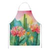 Arizona Saguaro Cactus Blossom in Watercolor Apron Cooking Kitchen Server Baking Crafts Gardening for Adult Women Men, Unisex, Large, Multicolor