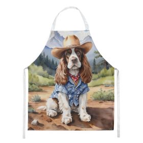 Cocker Spaniel Cowboy Welcome Apron Cooking Kitchen Server Baking Crafts Gardening for Adult Women Men, Unisex, Large, Multicolor