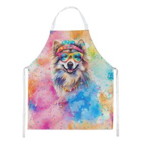 Keeshond Hippie Dawg Apron Cooking Kitchen Server Baking Crafts Gardening for Adult Women Men, Unisex, Large, Multicolor