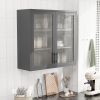 Retro Style Wall Mounted Cabinet Table-Top Storage Cabinet with Hazy Glass Doors and 2 Adjustable Shelves for Bathroom Kitchen Living Room Kitchen Hal