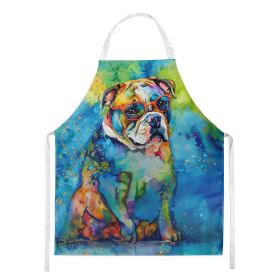 English Bulldog Hippie Dawg Apron Cooking Kitchen Server Baking Crafts Gardening for Adult Women Men, Unisex, Large, Multicolor (Default: Default)